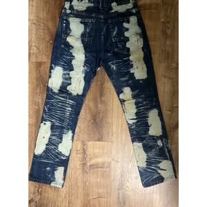 GS-115 Blue Paint Splatter Bleached Distressed Cotton Blend Jeans Size 14